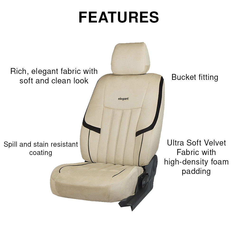 King Bucket Fit Velvet Fabric Car Seat Cover For Maruti Brezza