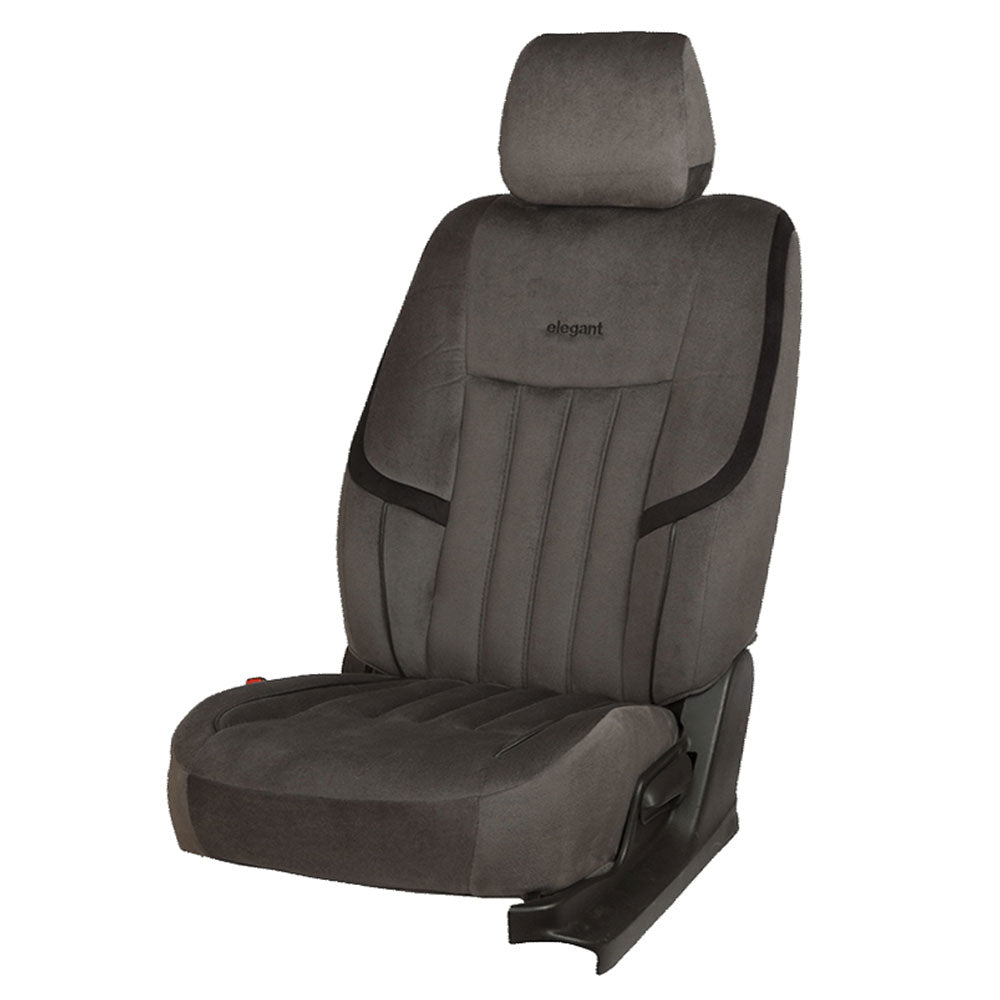 King Velvet Fabric Car Seat Cover Grey For Maruti Brezza