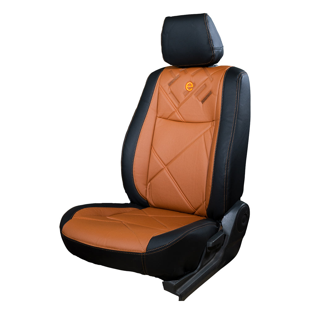 Victor Duo Art Leather Car Seat Cover Black Tan and Orange For Citroen C3