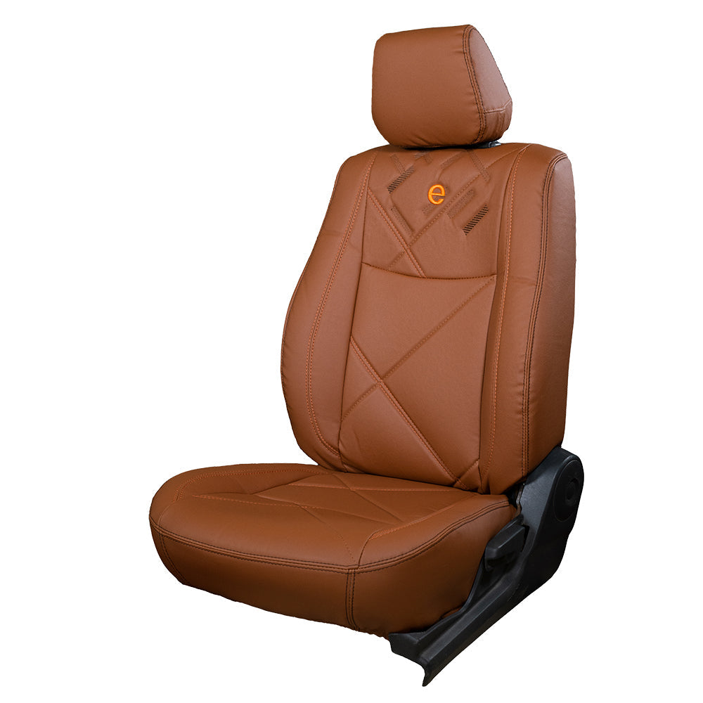 Victor Art Leather Car Seat Cover Tan and Orange For Maruti Brezza